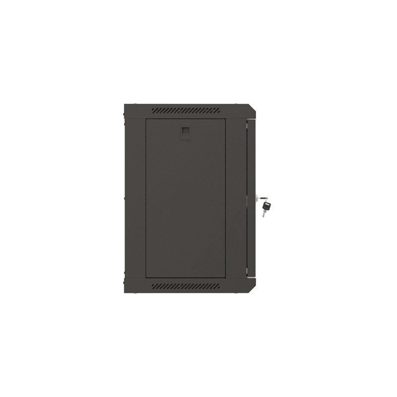 Szafa instalacyjna Rack wisząca 19" 9U 540x350 czarna Drzwi przeszklone Lanberg (flat pack)