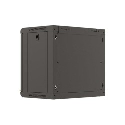Szafa instalacyjna Rack wisząca 19" 9U 540x350 czarna Drzwi przeszklone Lanberg (flat pack)