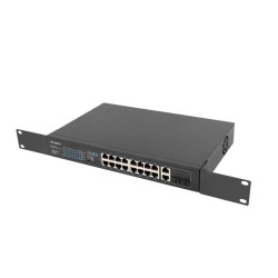 Switch niezarządzalny Lanberg 16x 100Mb PoE+/2x Combo Rack 19" Gigabit Ethernet 150W