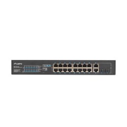 Switch niezarządzalny Lanberg 16x 100Mb PoE+/2x Combo Rack 19" Gigabit Ethernet 150W