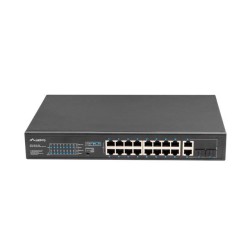 Switch niezarządzalny Lanberg 16x 100Mb PoE+/2x Combo Rack 19" Gigabit Ethernet 250W