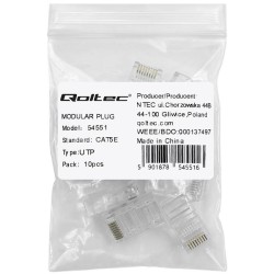 Wtyk QOLTEC złącze modularne RJ45 | CAT5e | UTP | Pozłacane styki | 10 sztuk