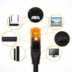 Kabel Patchcord Qoltec UTP | CAT6 | 2 x RJ-45 | High speed 1Gb/s | Pozłacane styki | 10m | Czarny