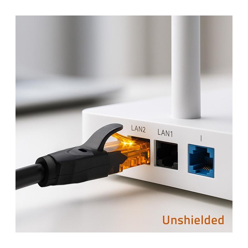 Kabel Patchcord Qoltec UTP | CAT6 | 2 x RJ-45 | High speed 1Gb/s | Pozłacane styki | 15m | Czarny