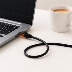 Kabel Patchcord Qoltec UTP | CAT6 | 2 x RJ-45 | High speed 1Gb/s | Pozłacane styki | 25m | Czarny