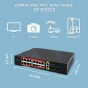 Switch niezarządzalny Qoltec przełącznik sieciowy Gigabit Ethernet PoE | 16x RJ45 | 2x RJ45 Uplink | 2x SFP | 1000 Mb/s