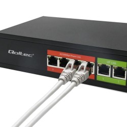 Switch niezarządzalny Qoltec przełącznik sieciowy Fast Ethernet PoE | 4x RJ45 | 2x RJ45 Uplink | 65W | 10/100Mb/s