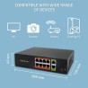 Switch niezarządzalny Qoltec przełącznik sieciowy Fast Ethernet PoE | 8x RJ45 | 2x RJ45 Uplink | 120W | 10/100Mb/s
