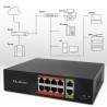 Switch niezarządzalny Qoltec przełącznik sieciowy Fast Ethernet PoE | 8x RJ45 | 2x RJ45 Uplink | 120W | 10/100Mb/s