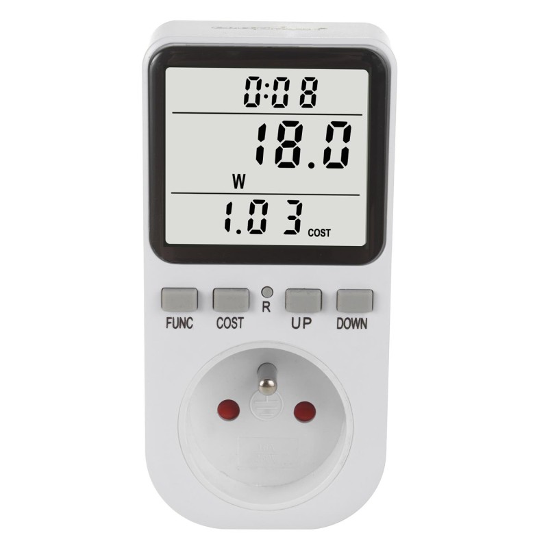 Miernik energii GreenBlue GB364 E, watomierz, typ E, 220-240V AC, 50Hz, max. obciążenie 16A, IP20, wbudowana bateria