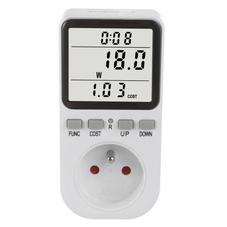 Miernik energii GreenBlue GB364 E, watomierz, typ E, 220-240V AC, 50Hz, max. obciążenie 16A, IP20, wbudowana bateria