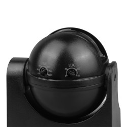 Czujnik ruchu PIR Maclean MCE358 B/B, na podczerwień, IP44, czarny z czarną przesłoną, zasięg 12m, max. obciążenie 300/1200W