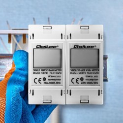 Miernik zużycia energii Qoltec na szynę DIN | jednofazowy elektroniczny licznik | 230V | LCD | 2P
