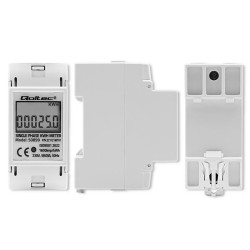 Miernik zużycia energii Qoltec na szynę DIN | jednofazowy elektroniczny licznik | 230V | LCD | 2P