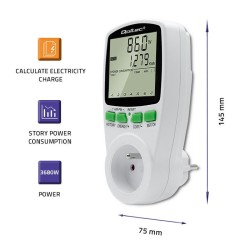 Watomierz Qoltec Licznik zużycia energii PM0627 z historią pomiaru | 3680W | 16A | LCD