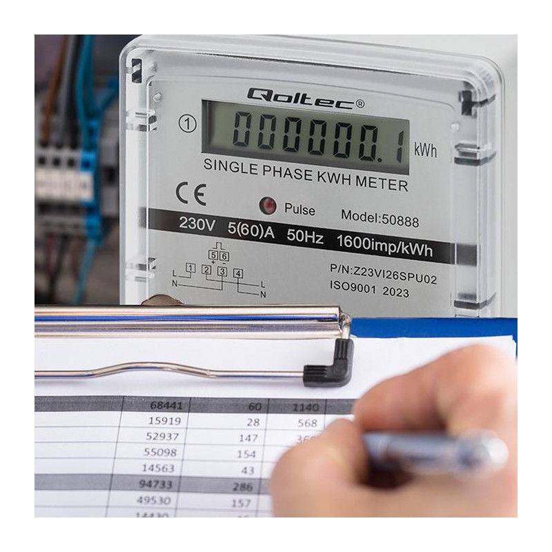 Miernik zużycia enrgii Qoltec jednofazowy elektroniczny licznik | 230V | LCD
