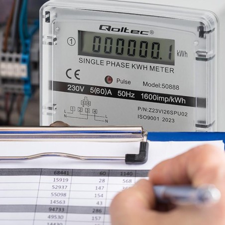 Miernik zużycia enrgii Qoltec jednofazowy elektroniczny licznik | 230V | LCD