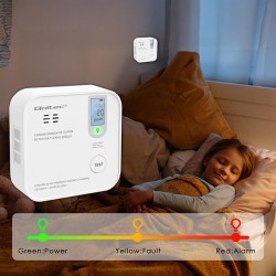 Czujnik tlenku węgla Qoltec z baterią | alarm 85dB | LED