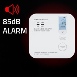 Czujnik tlenku węgla Qoltec z baterią | alarm 85dB | LED