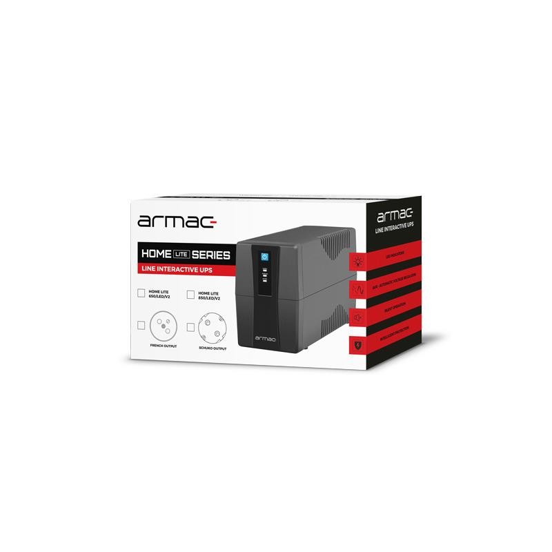 Zasilacz awaryjny UPS Armac Home Lite 650VA LED Line-Interactive 2x230V Schuko