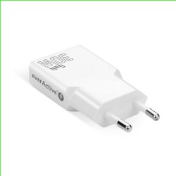 Ładowarka sieciowa everActive GaN SUPER SLIM SC-380Q QC3.0 USB-C PD 30W biała