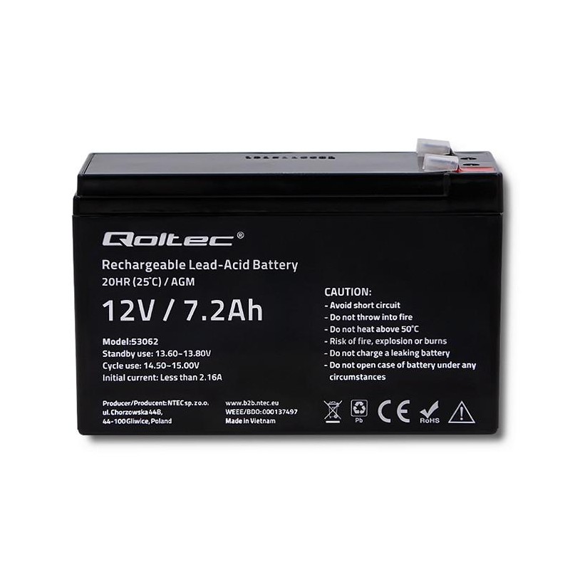 Akumulator AGM Qoltec 12V | 7.2Ah