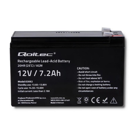 Akumulator AGM Qoltec 12V | 7.2Ah