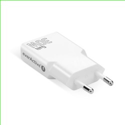 Ładowarka sieciowa everActive GaN SUPER SLIM SC-385Q QC4+ 2x USB-C PD 30W biała