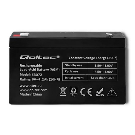Akumulator AGM Qoltec 6V | 7.2Ah