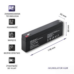 Akumulator AGM Qoltec 12V | 2.3Ah