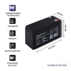 Akumulator AGM Qoltec 12V | 7Ah