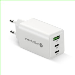 Ładowarka sieciowa everActive GaN SC-655Q 1x USB, 2x USB-C PD PPS QC4+ 65W biała