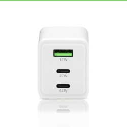 Ładowarka sieciowa everActive GaN SC-655Q 1x USB, 2x USB-C PD PPS QC4+ 65W biała