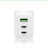 Ładowarka sieciowa everActive GaN SC-655Q 1x USB, 2x USB-C PD PPS QC4+ 65W biała