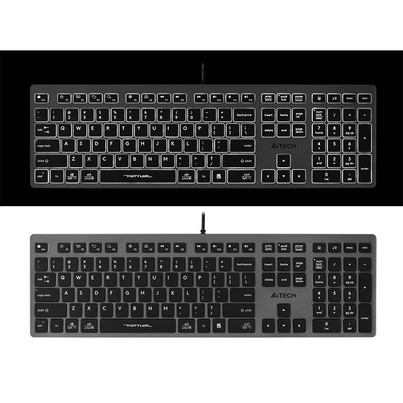 Klawiatura przewodowa A4Tech FSTYLER FX60H (White Backlit) czarno-grafitowa