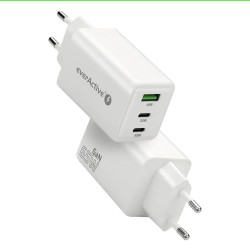 Ładowarka sieciowa everActive GaN SC-655Q 1x USB, 2x USB-C PD PPS QC4+ 65W biała