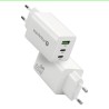 Ładowarka sieciowa everActive GaN SC-655Q 1x USB, 2x USB-C PD PPS QC4+ 65W biała