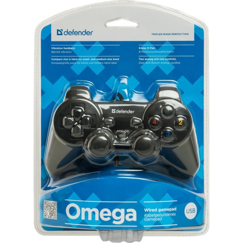 Gamepad przewodowy Defender OMEGA, efekt wibracji, USB
